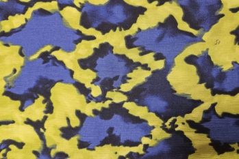 IT-DD049 Deadstock 100% Organic Rayon Crinkle Digital Abstract Print - Yellow/Blue 