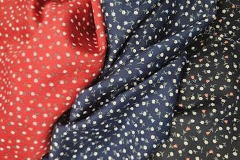 IT-DD043 Deadstock 100% Cotton Soft Non Stretch Sateen Ditsy Floral Print - Navy