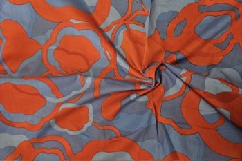 IT-DD038 Ex-Designer Deadstock 100% Cotton Lawn Digital Abstract Print - Orange