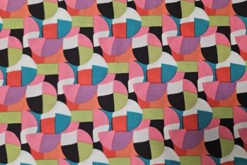 IT-DD050 Deadstock 100% Viscose Challis Digital Geometric Print - Multi