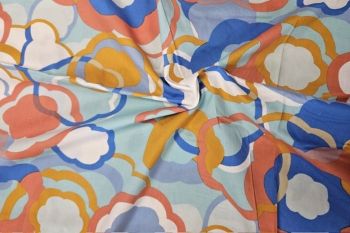 IT-DD039 Ex-Designer Deadstock 100% Cotton Lawn Digital Abstract Print - Blue