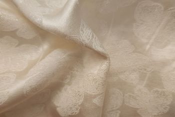 Ex Issey Miyake 100% Rayon Heavy Satin Jacquard - Clotted Cream