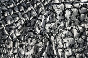 Ex Paul Smith Deadstock Designer PU Quilted Latex Style Foil Print - Silver/Black