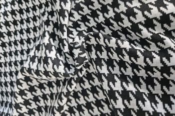 Ex Hobbs Deadstock Designer Ponte Roma Houndstooth Jersey- Black/White