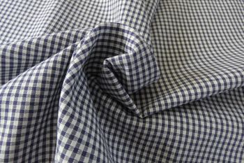 IT-DD104 Deadstock 100% Cotton Gingham Shirting Check - Navy/White