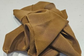 Ex Designer Deadstock 100% Silk Sandwashed Plain Heavy Crepe De Chine - Old Gold