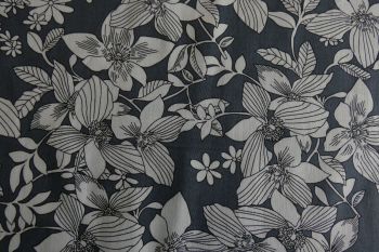 Deadstock 100% Cotton Poplin Digital Lily Print - Charcoal