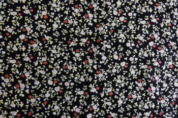 Deadstock 100% Cotton Poplin Digital Ditsy Floral Print - Jet Black