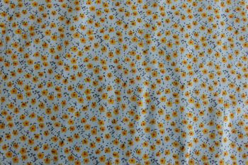 Deadstock 100% Cotton Poplin Digital Ditsy Floral Print - Yellow