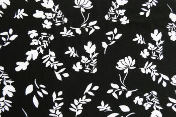 Deadstock 100% Viscose Digital Leaf Print - Black