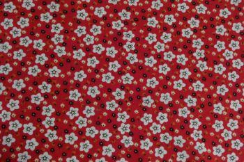 Deadstock 100% Cotton Poplin Digital Floral Print - Red