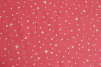 Deadstock 100% Cotton Poplin Digital Star Print - Coral