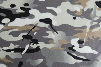 Deadstock 100% Cotton Poplin Digital Camouflage Print - Grey