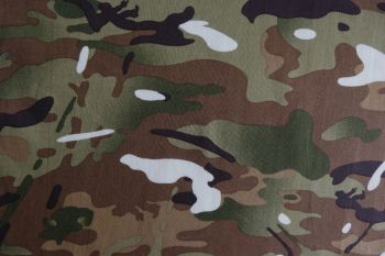 Deadstock 100% Cotton Poplin Digital Camouflage Print - Army Green