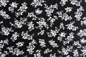 Deadstock 100% Viscose Digital Floral Print - Black/White