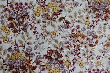 Deadstock 100% Cotton Poplin Digital Floral Print - Natural