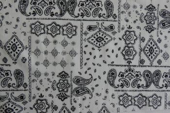 Deadstock 100% Cotton Poplin Digital Paisley/Diamond Print - Ivory