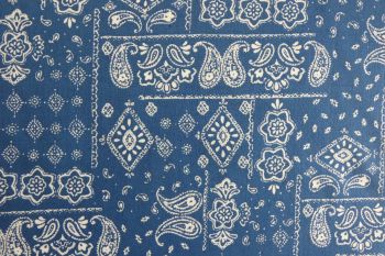 Deadstock 100% Cotton Poplin Digital Paisley/Diamond Print - Denim