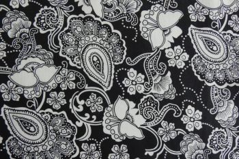 Deadstock 100% Cotton Poplin Digital Ornate Print - Black