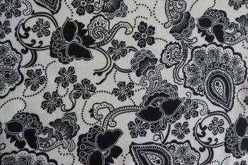 Deadstock 100% Cotton Poplin Digital Ornate Print - Ivory