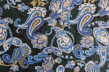 Deadstock 100% Cotton Poplin Digital Bold Paisley Print - Ocean