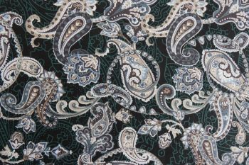 Deadstock 100% Cotton Poplin Digital Bold Paisley Print - Earth