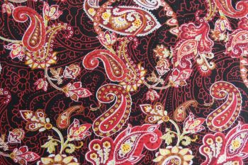 Deadstock 100% Cotton Poplin Digital Bold Paisley Print - Fire