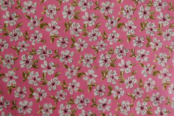 Deadstock 100% Cotton Poplin Digital Floral Print - Bubblegum Pink