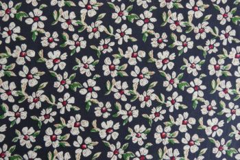 Deadstock 100% Cotton Poplin Digital Floral Print - Dark Green