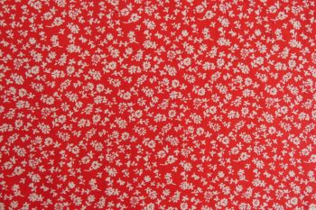 Deadstock 100% Cotton Poplin Digital Ditsy Floral Print - Red/White