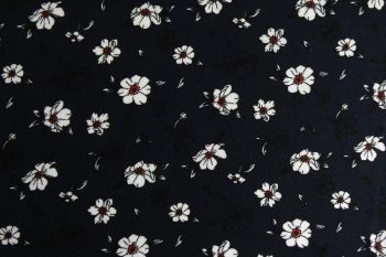 Deadstock 100% Viscose Digital Floral Print - Navy/Red