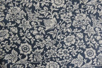 Deadstock 100% Cotton Poplin Digital Floral Print - Steel Blue