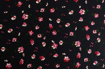 Deadstock 100% Viscose Digital Floral Print - Navy/Fuchsia