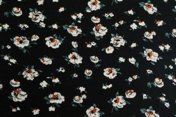 Deadstock 100% Viscose Digital Floral Print - French Navy/Rust