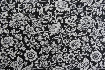 Deadstock 100% Cotton Poplin Digital Floral Print - Noir