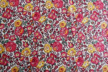 Deadstock 100% Cotton Poplin Digital Floral Print - Pink/Yellow