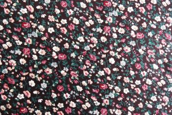 Deadstock 100% Cotton Poplin Digital Floral Print - Mahogany