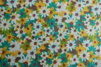 Deadstock 100% Cotton Poplin Digital Floral Print - Jade