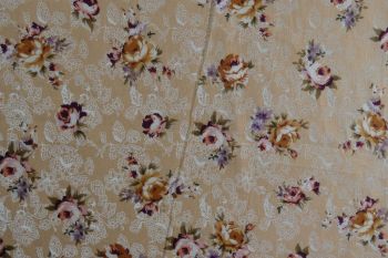 Deadstock 100% Cotton Poplin Digital Rose/Lace Print - Old Gold