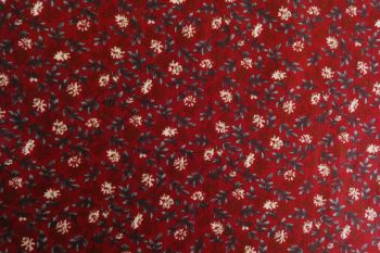 Deadstock 100% Cotton Poplin Digital Floral Print - Sangria