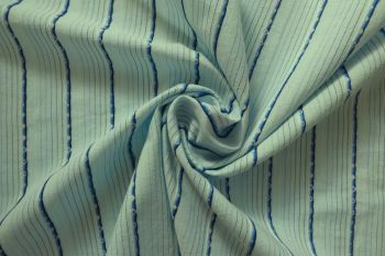 Ex Paul Smith Deadstock Designer 100% Cotton Textured-Detail Stripe Shirting - Pale Blue